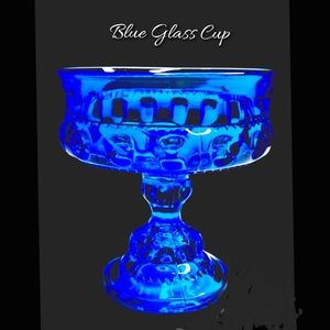 J.M Vintage blue satin tulip glass flower Portugal candel holder/bowl.